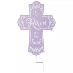 (2) He Is Risen Cross Metal Garden Stake